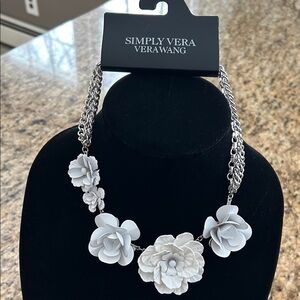 Simply Vera Vera Wang Silver and White Floral Necklace
